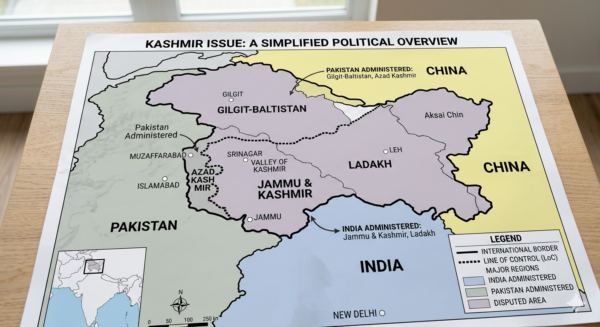 Map Border Region – Kashmir Issue: A Simplified Political Overview